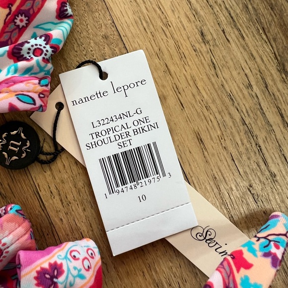 Nanette Lepore One Shoulder Faux Tie Two Piece Swimsuit - Picture 3 of 8